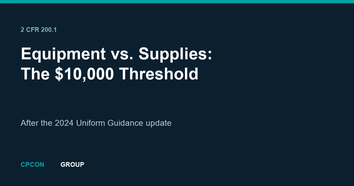 Inventory specialist classifying grant-funded items as equipment or supplies against a property register