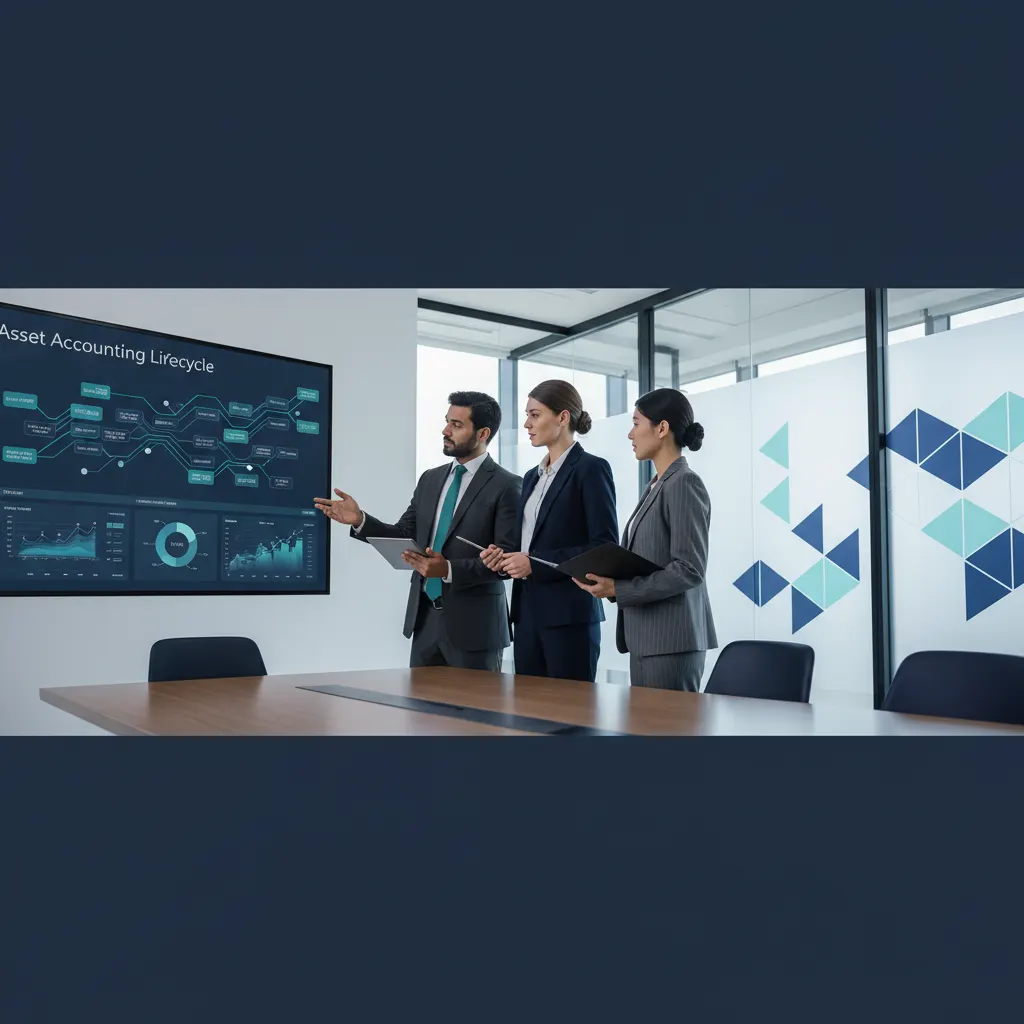 Asset accounting lifecycle - team reviewing asset lifecycle documents on screens
