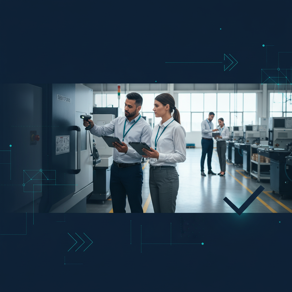 Fixed asset verification - team checking equipment with scanners