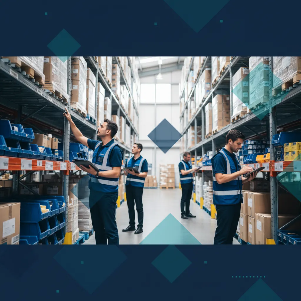 Inventory management services - team conducting stock count in warehouse