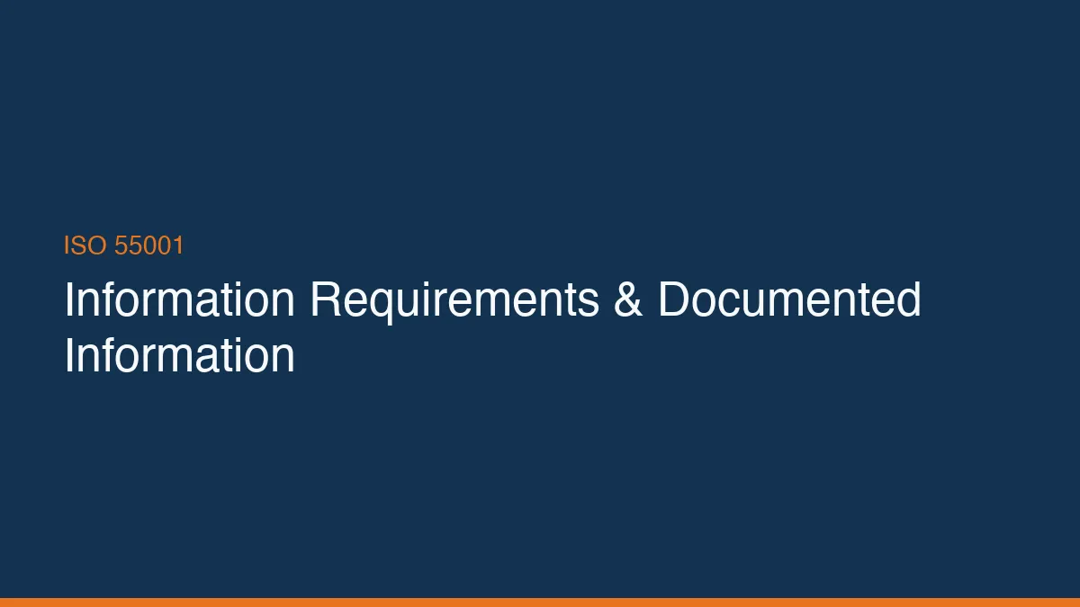 ISO 55001 Information Requirements & Documented Information