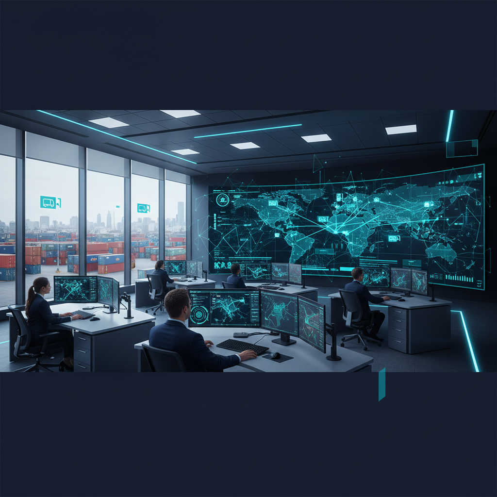 RFID GPS tracking - fleet operations center with GPS maps on screens