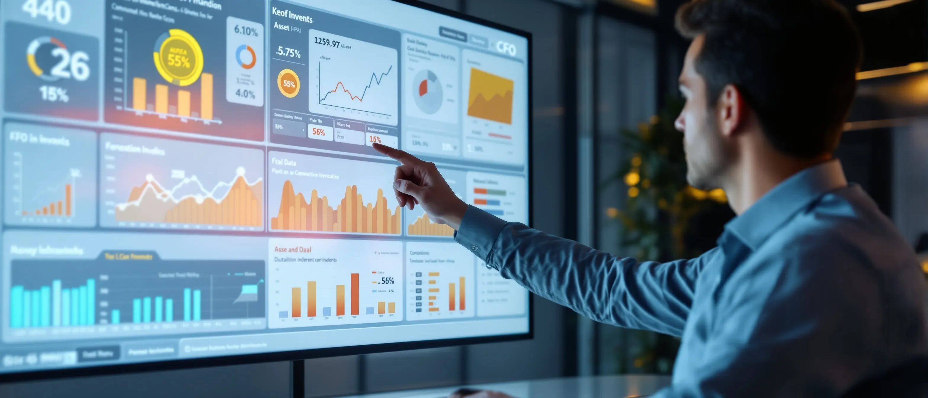 CFO reviewing asset location certainty metrics on executive dashboard