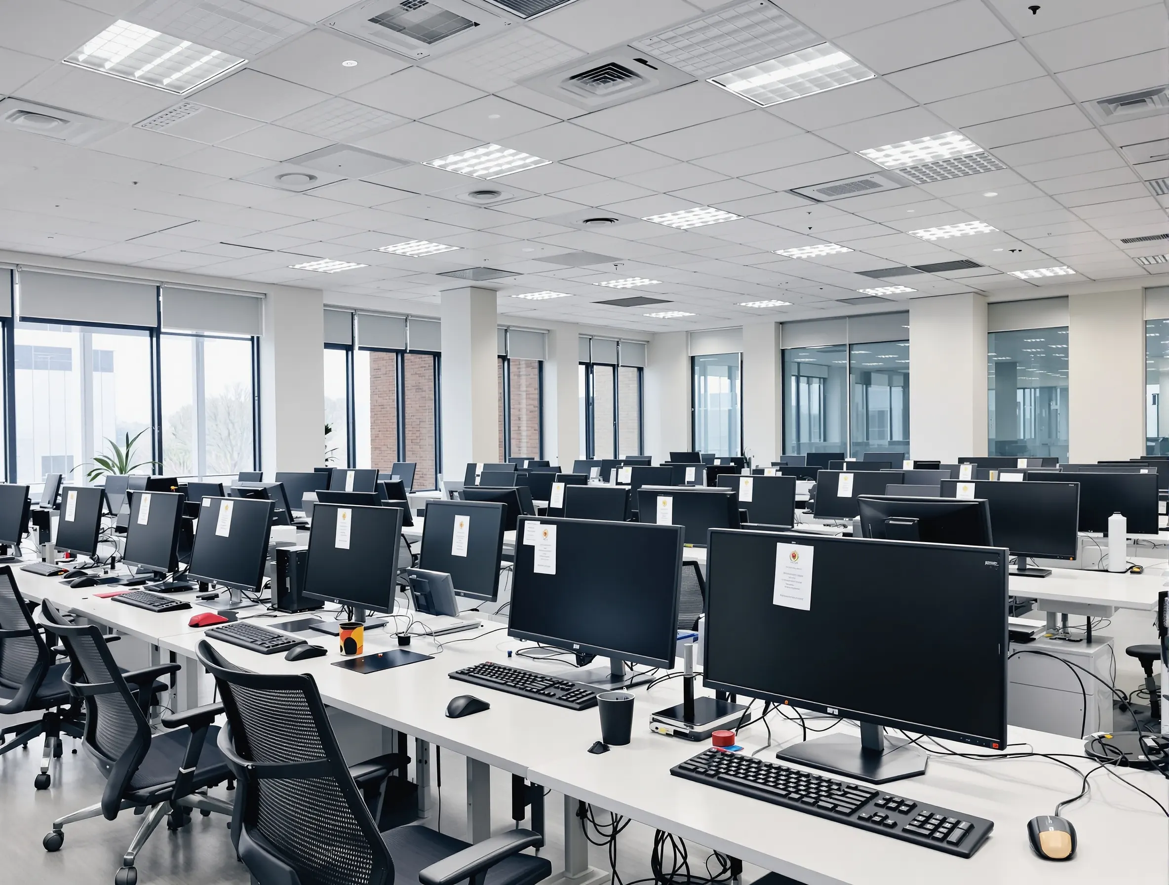 University computer lab with barcode-tagged IT equipment for campus-wide asset visibility and $2.3M ghost asset recovery