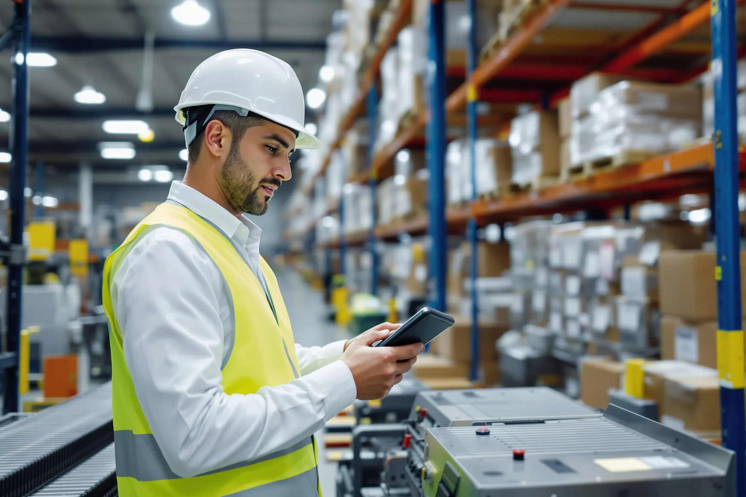 Warehouse worker scanning barcode on industrial equipment with handheld device for fixed asset tagging best practices in 2026
