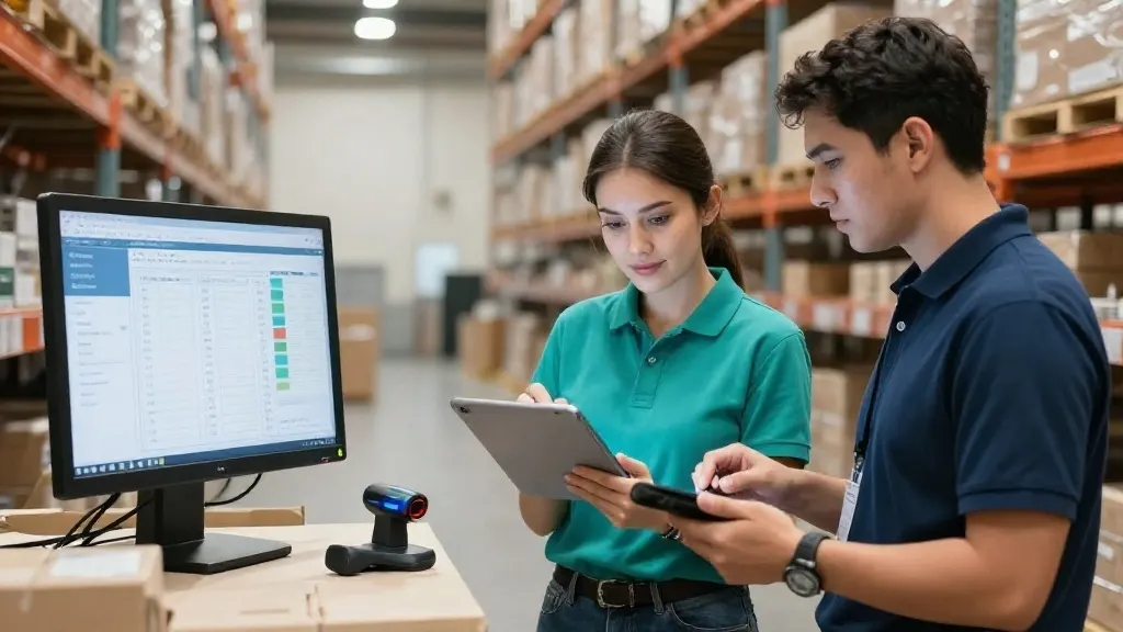 CPCON inventory team using RFID scanners and tablets for real-time asset tracking in modern warehouse