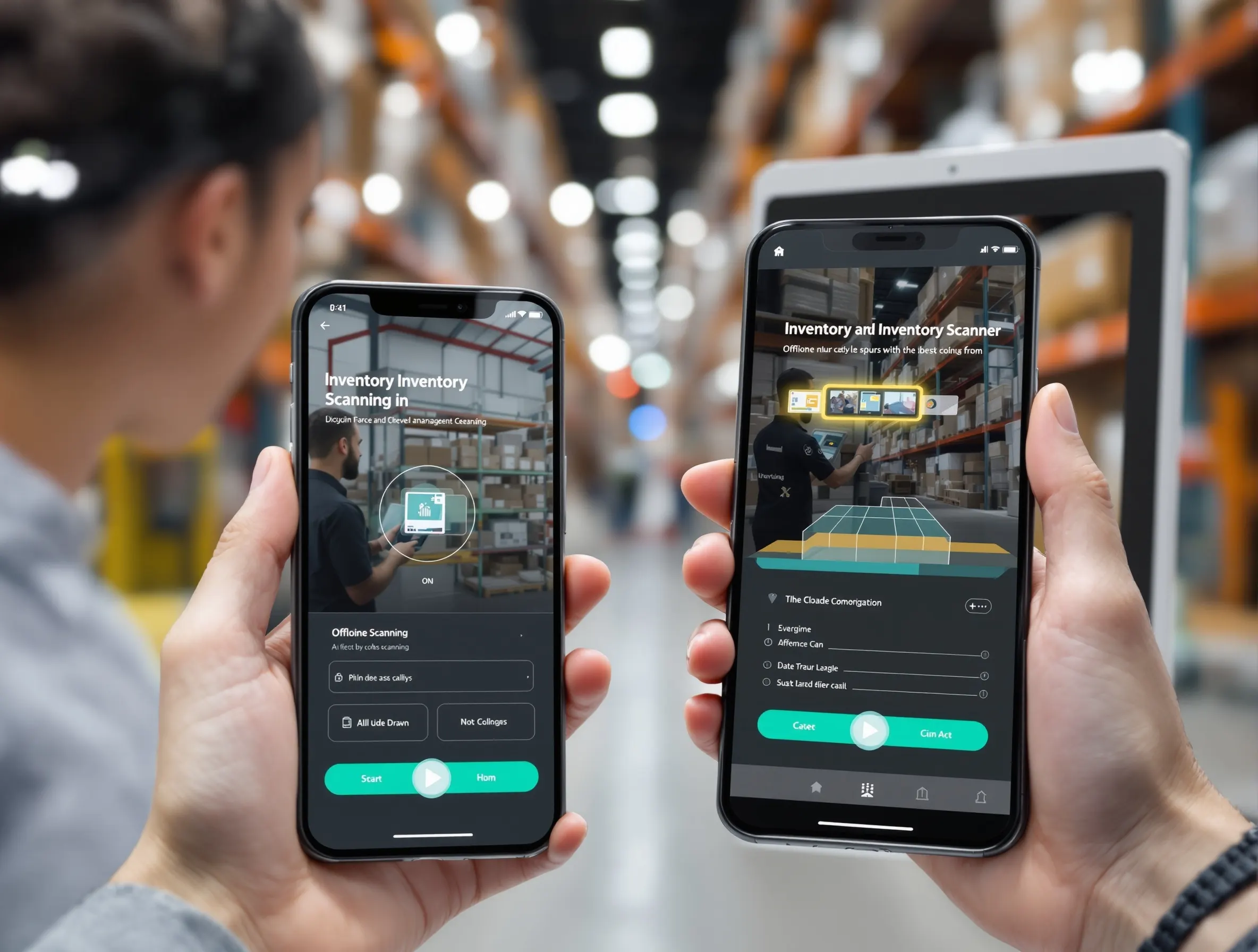 CPCON mobile inventory scanning app on smartphone and tablet with offline barcode scanning capability for warehouse team counting